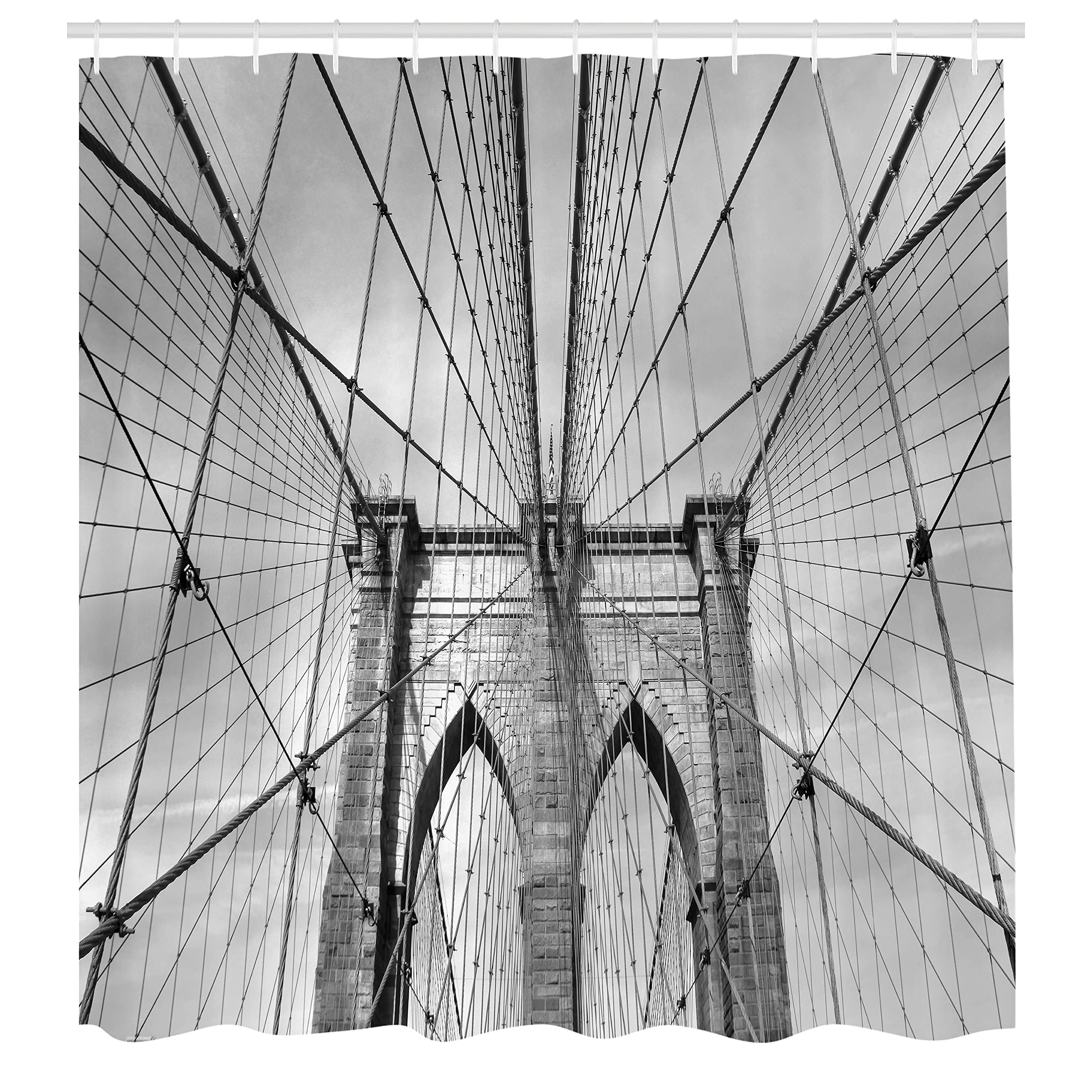TheBlackSpot NYC Manhattan Night Brooklyn Bridge - Juego De Cortinas De Baño Con Ojales Y Ganchos (72 Pulgadas De Ancho X 72 Pulgadas De Largo