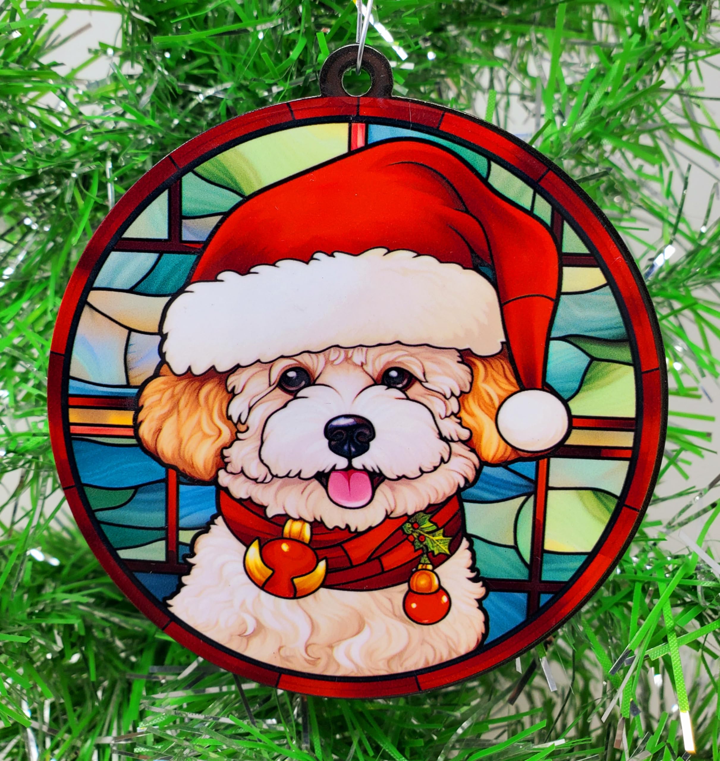Père Noël caniche en statue de Noel haut de gamme fait main