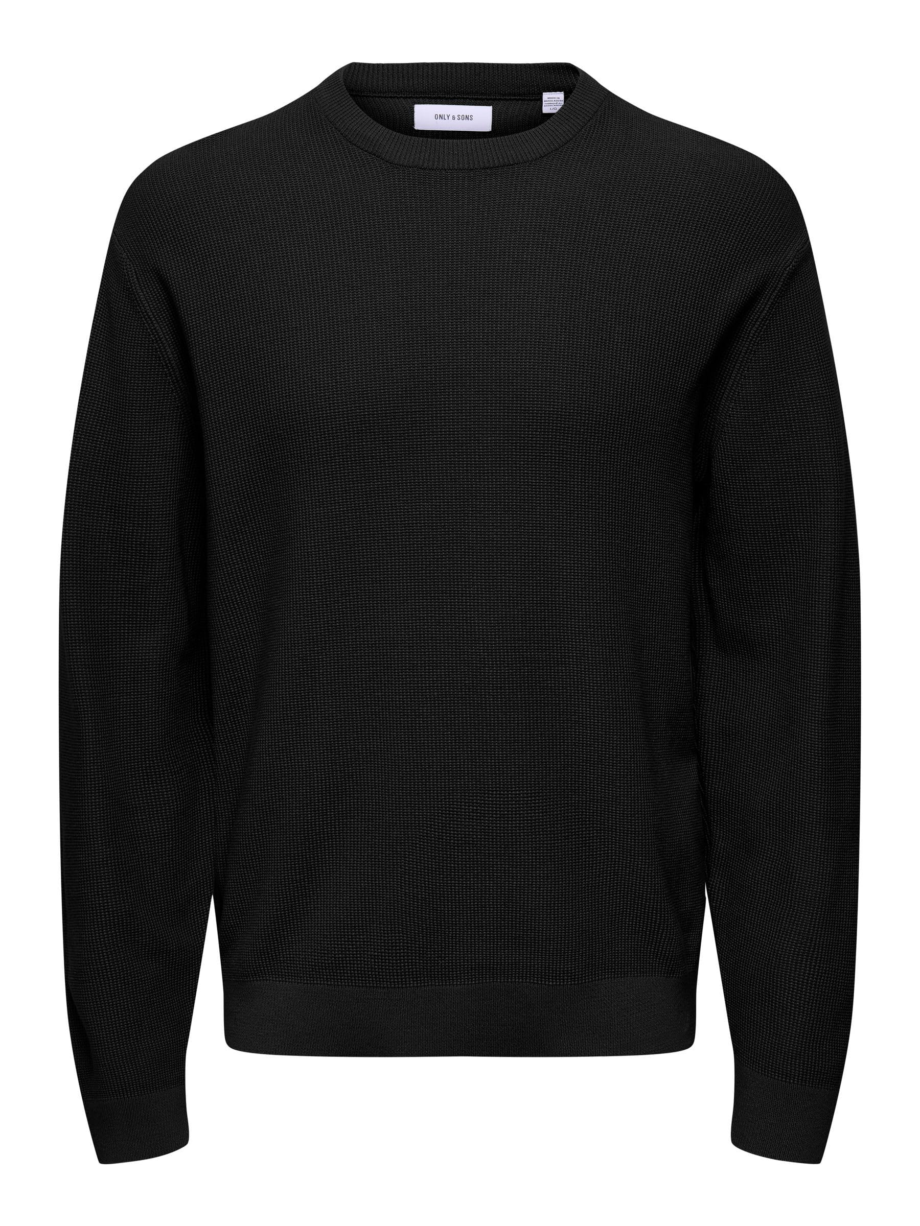 Only & Sons Herren Schwarz Strickpullover Onstony Pullover | Knitted Pullover