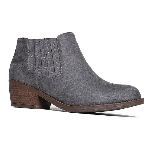 grey ankle boots low heel