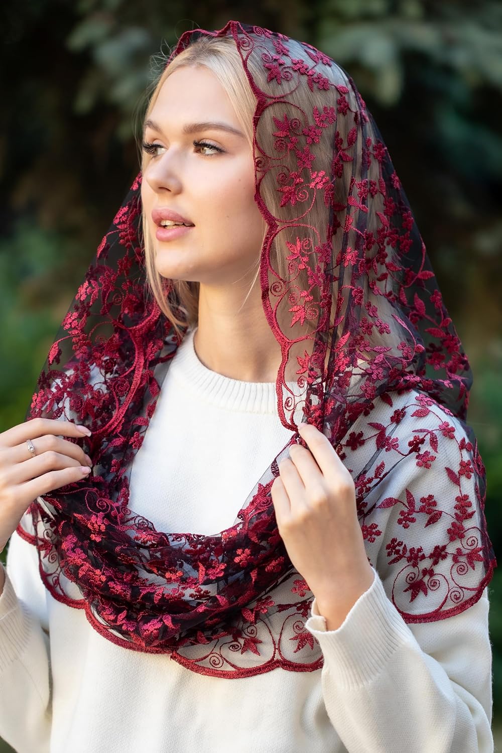 Catholic Mantilla Mass Veil Church Lace Veil Spanish Chapel Mass Head Covering Veil Infinity Veil