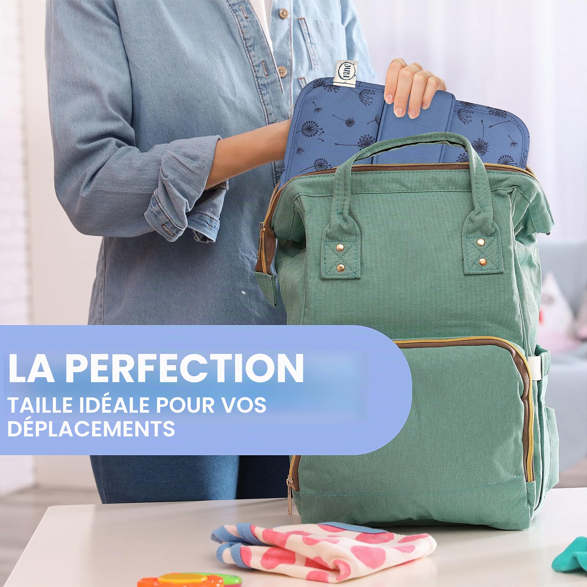 Jubi® Sac à langer avec matelas à langer portable – Grande capacité, compact, idéal pour les sorties avec bébé