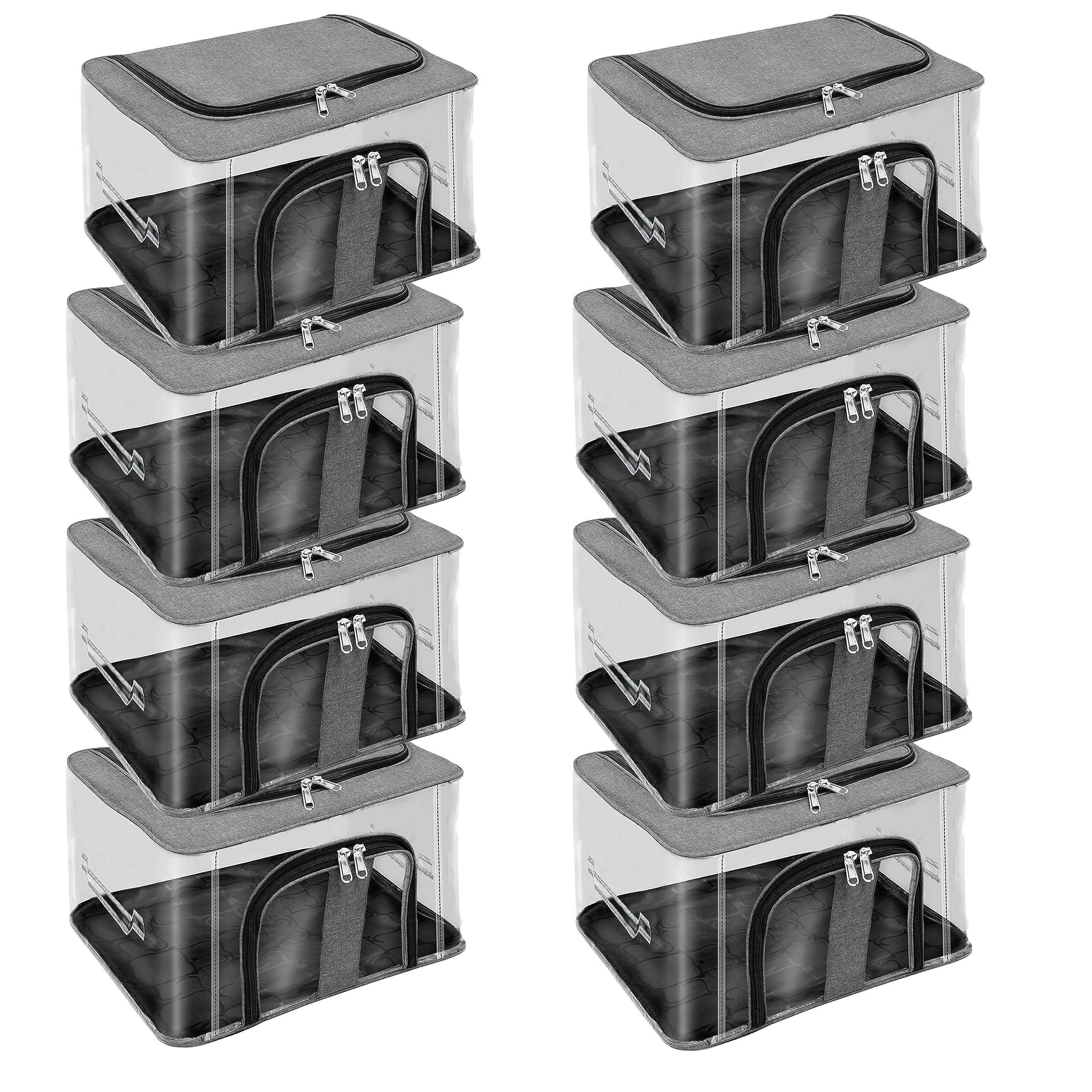 Storite 8 Pk Nylon 33 L PVC Transparent Moisture Proof Storage box for Clothes Closet Wardrobe Organizer Bag for Clothes with Carry Handle & Transparent window - (Grey, 44 x 31 x 24 cm) (B0CF5NCHWN) Amazon Price History, Amazon Price Tracker