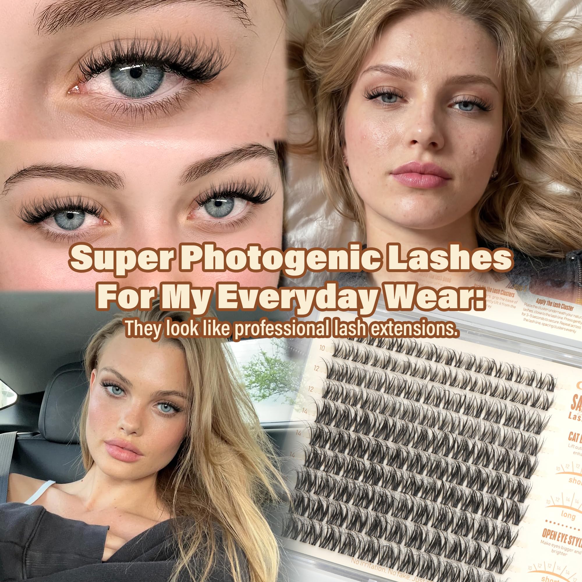 Spider Lash Clusters Breeze Eyelash Clusters DD Curl Cluster Eyelash Extensions Fluffy Spider Lashes Clusters Wispy Individual Lashes Extension Soft Thin Band Cluster Lashes 10-16MM for Natural Look - 5