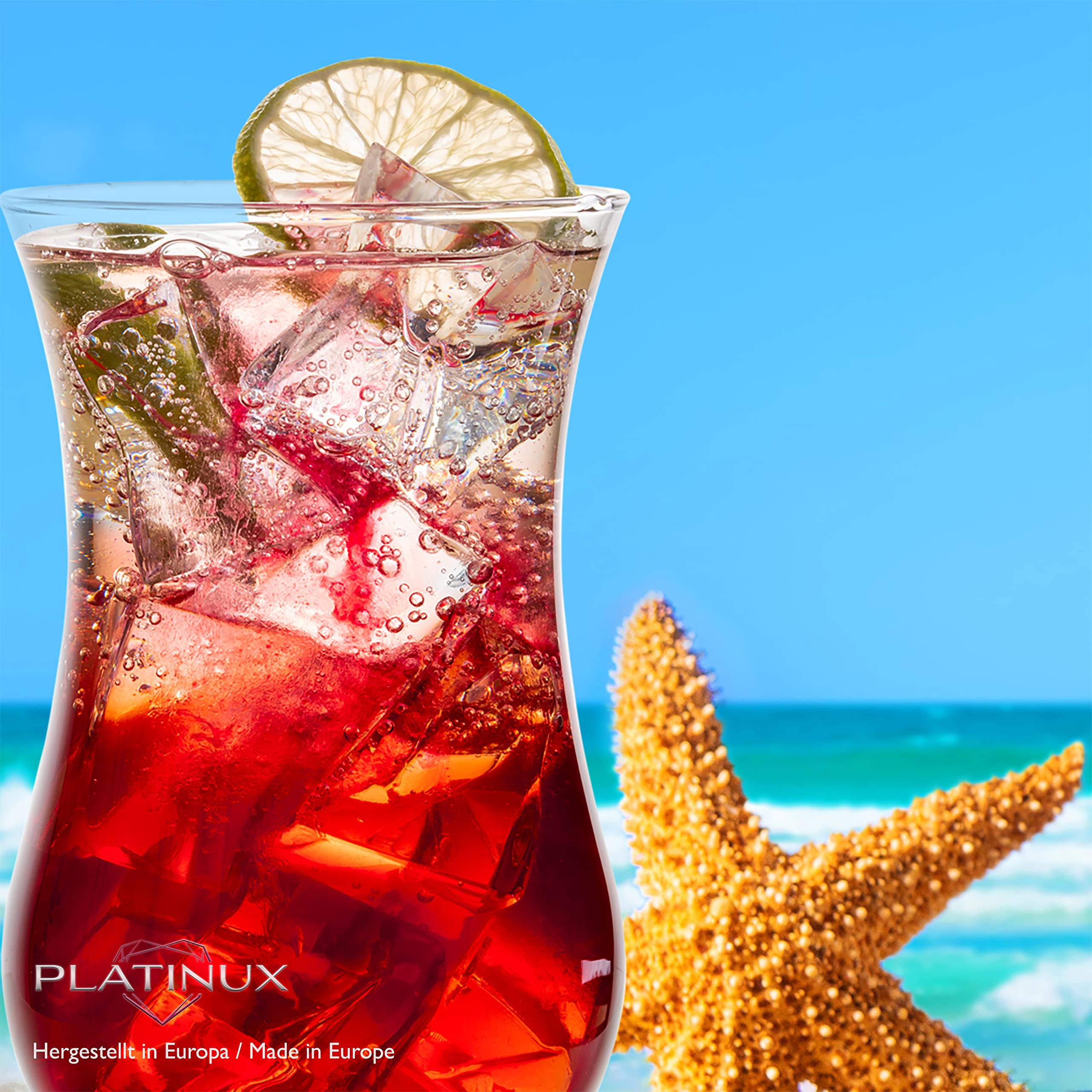 PLATINUX Lot de 12 verres à cocktail 400 ml (max. 470 ml) en verre - Verres à long drink - Verres de fête - Verres Hurricane - Grands verres transparents