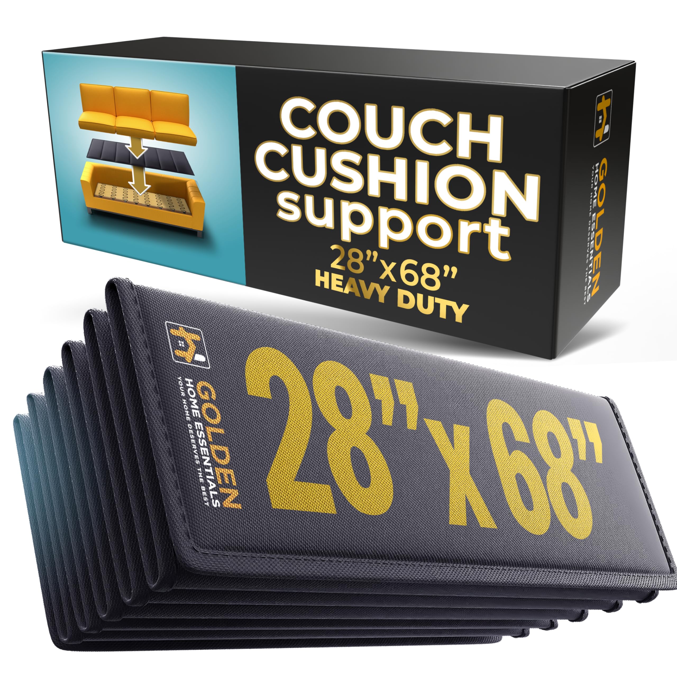 Golden Home Essentials XXXL 28in x 68in Couch Support for Sagging Cushions - Extra Wide Sofa Cushion Board - 0.4in Saggy Cushion for Seat - Sagging Couch Support Board — image 1