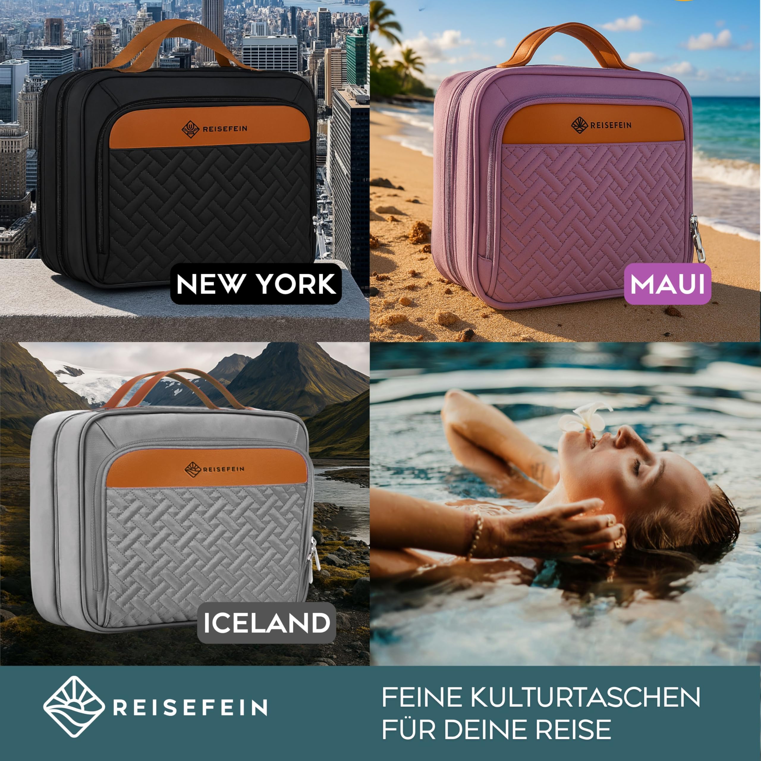 Neceser grande para mujer, 3 en 1, con 4 compartimentos, compartimento para joyas y neceser de maquillaje, práctico neceser para viajes y orden, Negro , Neceser colgante para mujer, 4 compartimentos