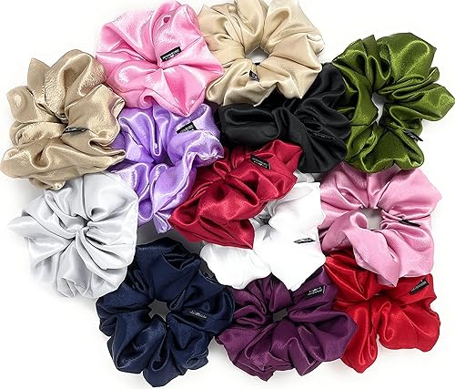Vista 50 de Coleteros de satén extragrandes extragrandes para mujeres y niñas, prevención de encrespamiento, soporte para el cabello para dormir, banda elástica