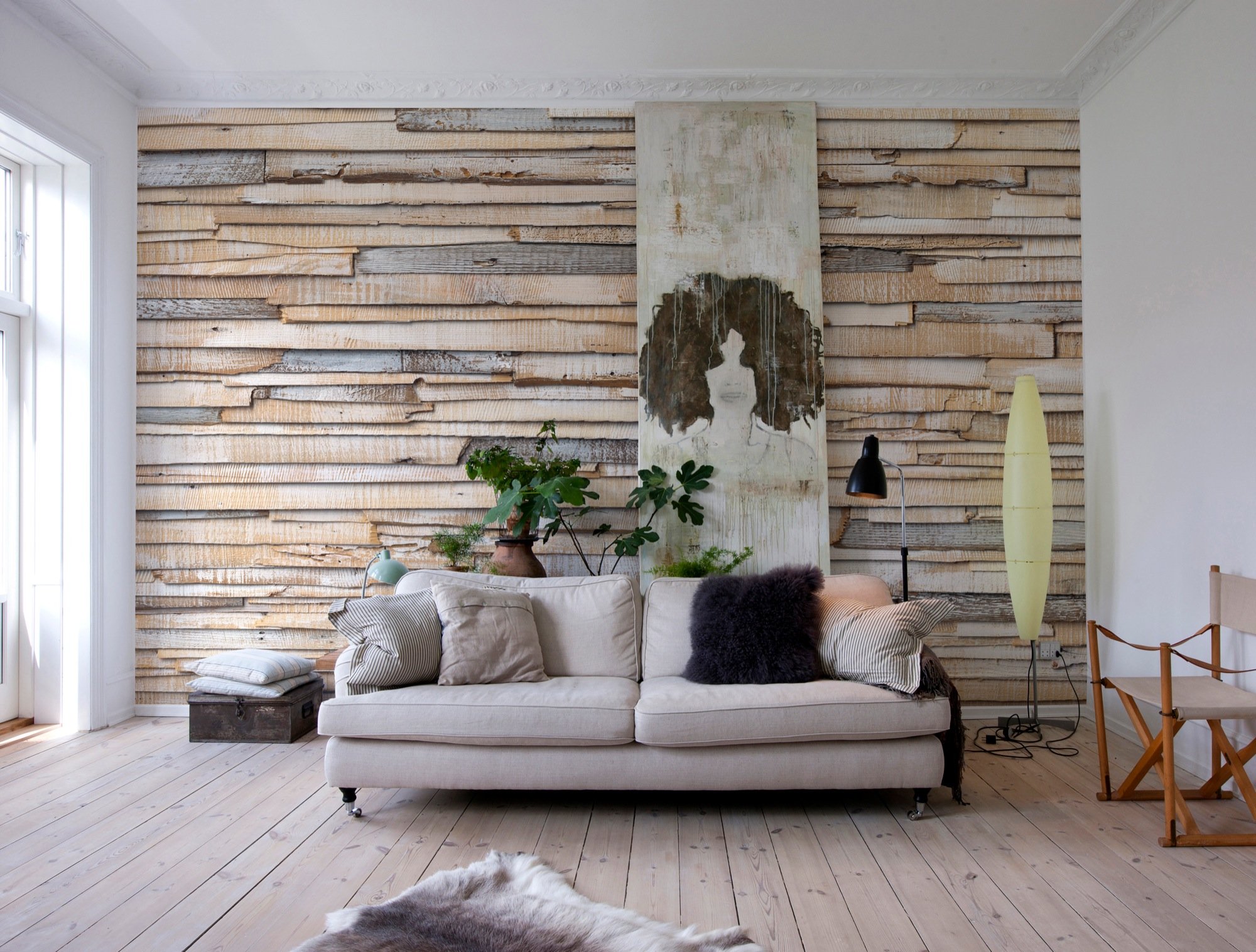 Komar8-920 8-920 Whitewashed Wood Wall Mural