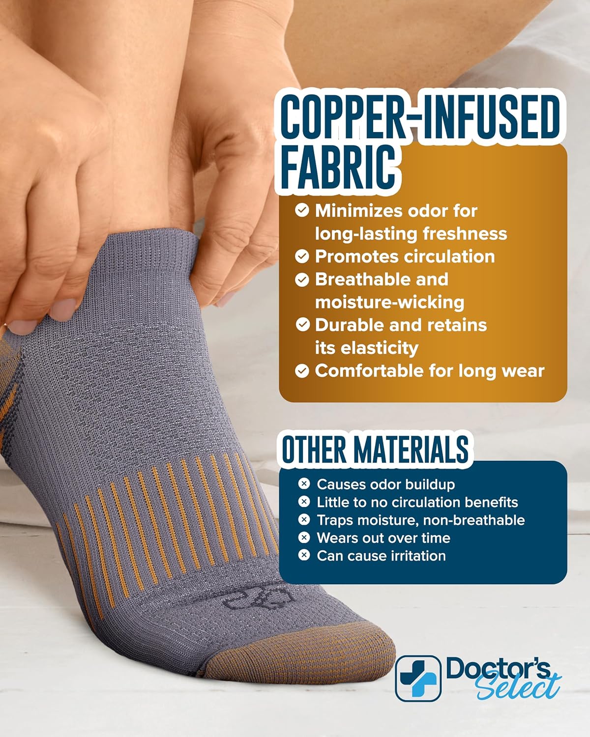 Doctor's Select Copper Ankle Compression Socks for Women and Men - 4 Pairs | Athletic Running Plantar Fasciitis Socks - Image 5