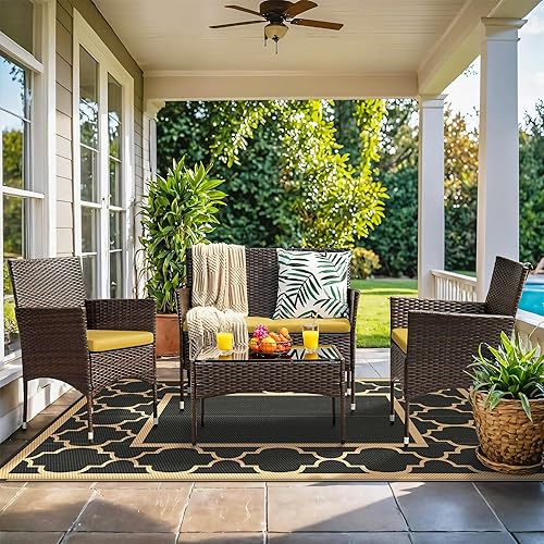 Miniatura 2 de GENIMO Alfombra de exterior impermeable de 6 x 9 pies para decoración de patio, plegable, reversible, de plástico, para cámper, caravana, terraza,