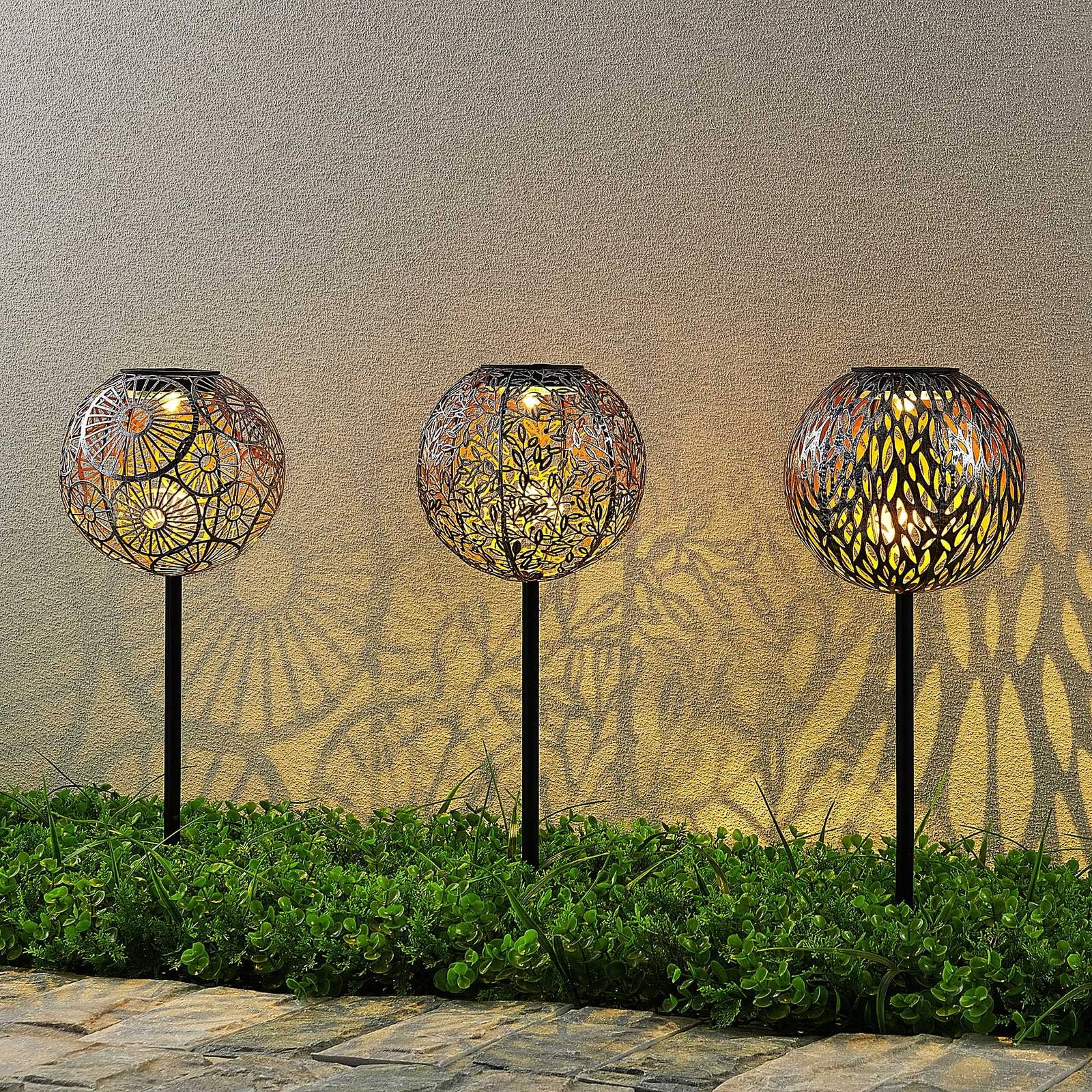 Lindby 3er Set LED Solarleuchte Vilani (spritzwassergeschützt in Alu aus Metall (3 flammig,) - Dekorationsleuchte Solarlampe