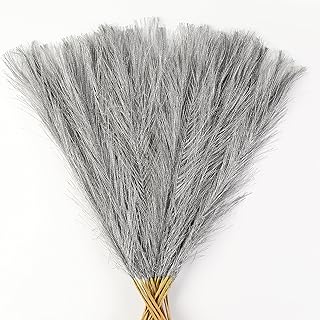 Silver Pampas Grass Decor, 30 Pcs 17" Faux Pampas Grass Short Decor, Pompas Grass Flower Arrangem...