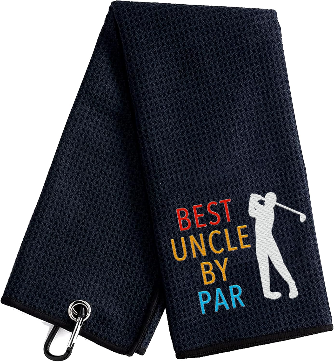 Nuree Best Uncle by Par Funny Black Golf Towel, Embroidered