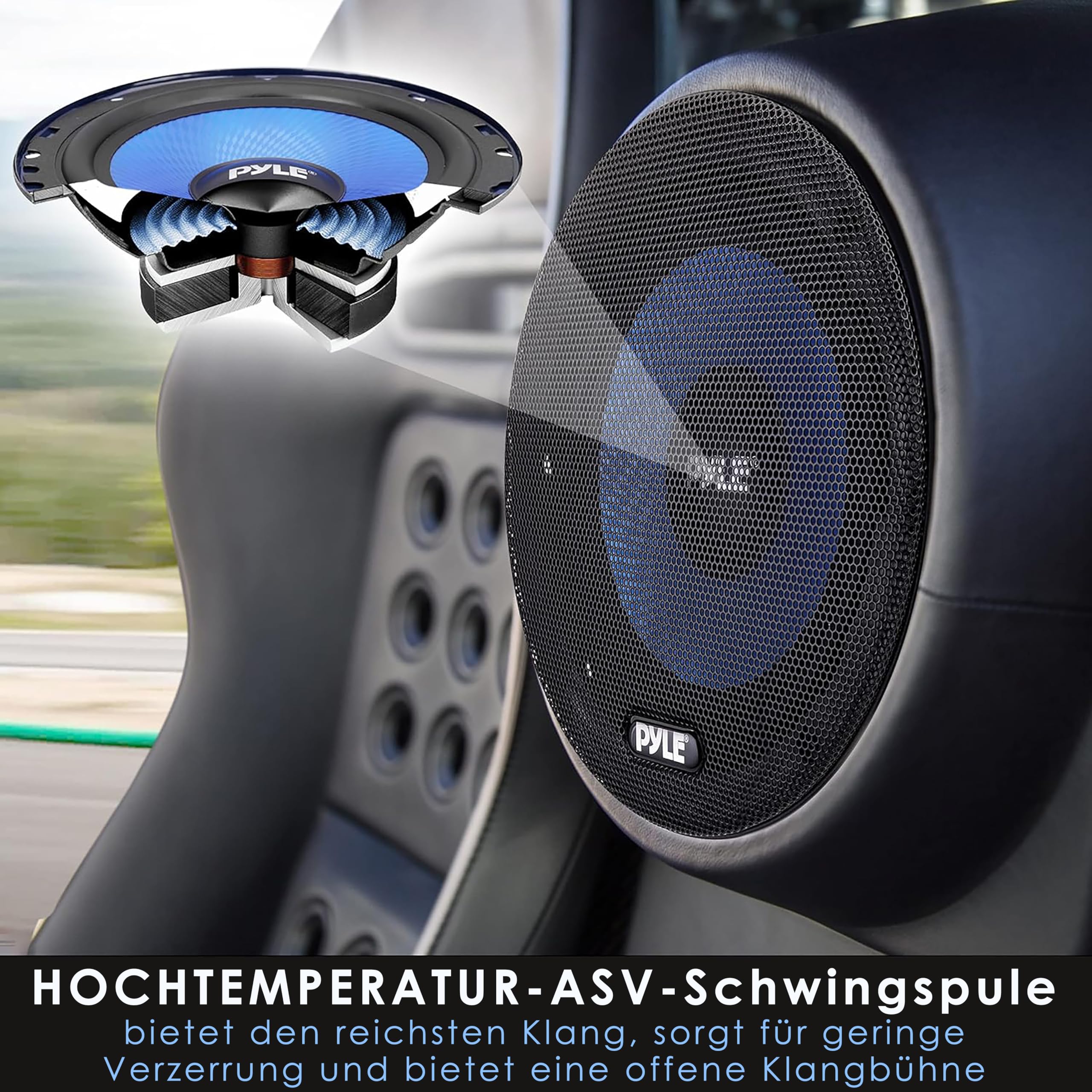 Pyle Auto Lautsprecher 165mm 6.5 Zoll 3 Wege Set 360W - Einbaulautsprecher Auto Kfz Lautsprecher mit Hochtöner Mitteltöner Car Hifi Klang klare Höhen für Soundsystem Upgrade einfache Montage