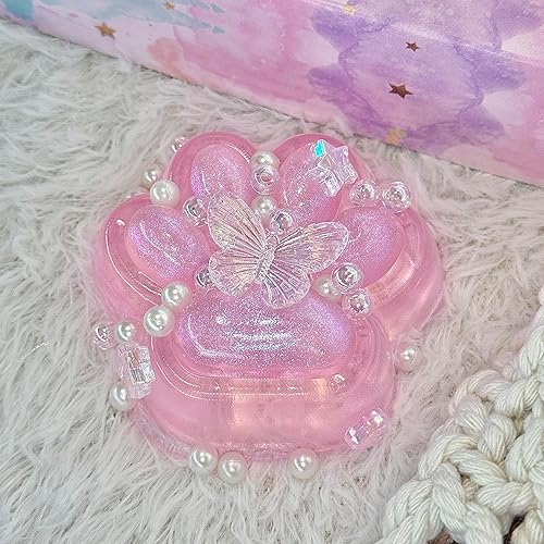 Pawfect Tail Taba Squishy Cat Paw Squeeze Toy, Cute Glittering Paw Squishies for Stress Relief and Relax, Soft Squeezing Fidget Toys for Party Favors Novelty Things Birthday Gift (Pink) - Pink