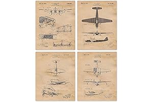 Vintage Propeller Airplane Patent Prints Wall Decor Set