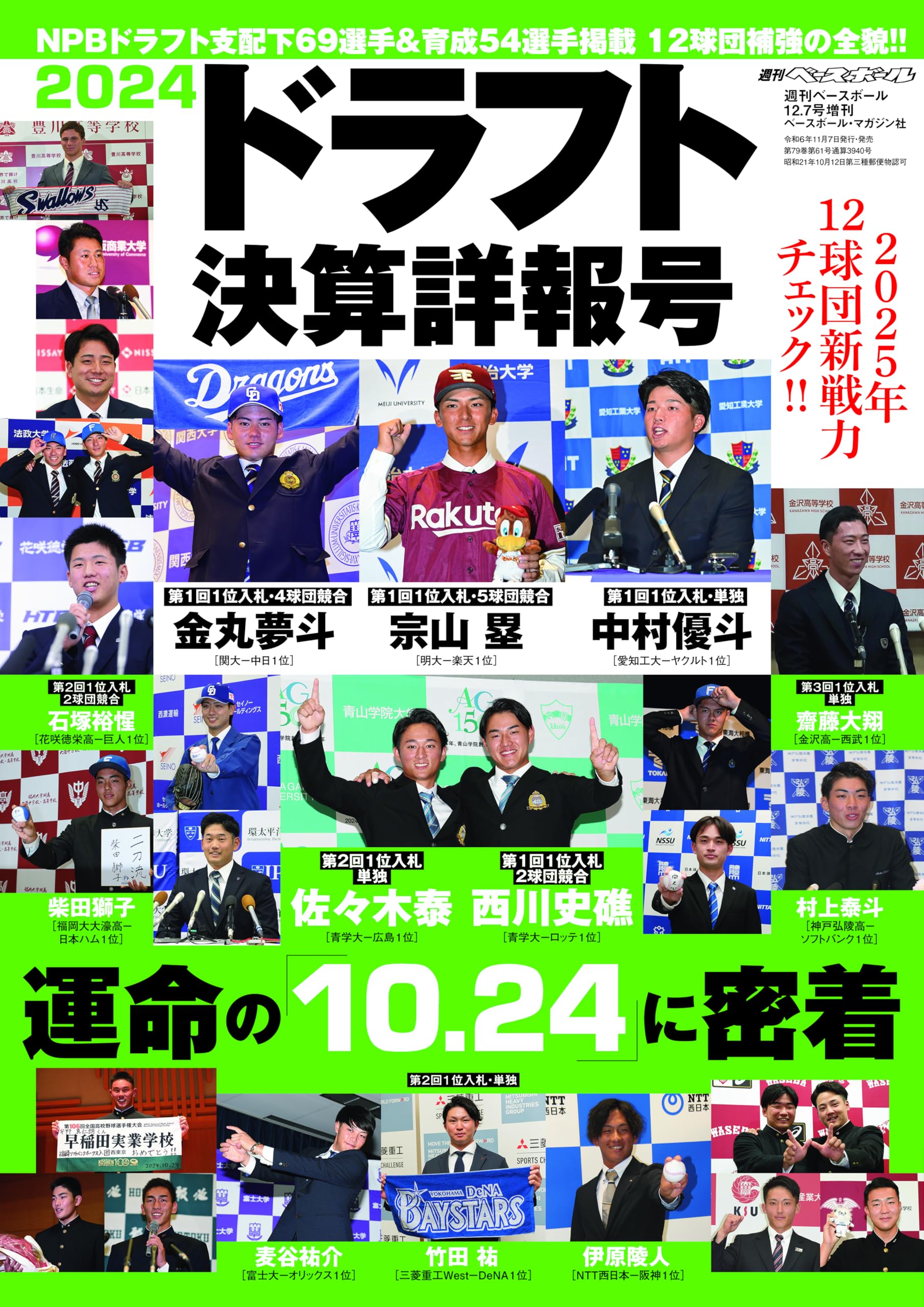 2024ドラフト決算詳報号（週刊ベースボール2024年12/7号増刊
