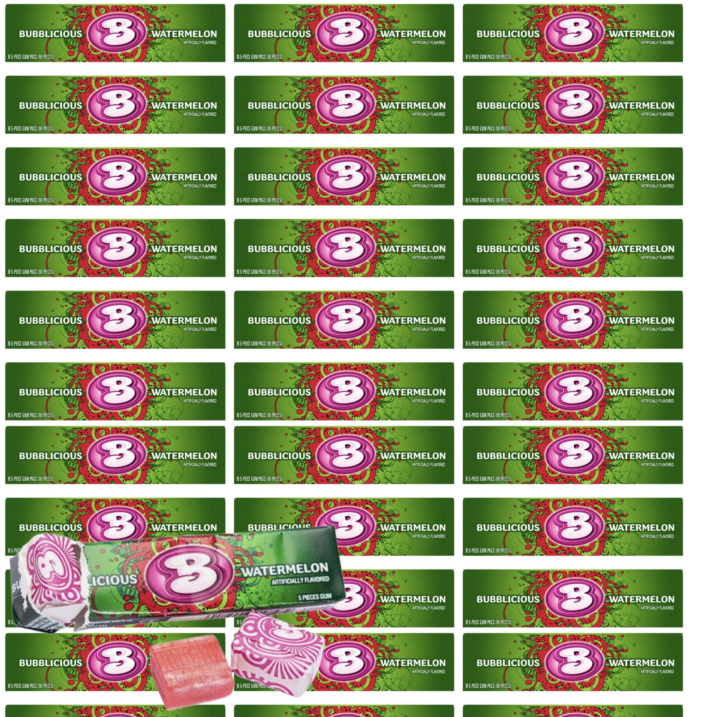 Big Bubble Gum Watermelon Flavor Bublicious, 36 packs, Perfect for blowing big bubbles and sharing with friends. Ideal for snacks, party favors, or to keep on hand for fresh, fruity fun wherever you go!