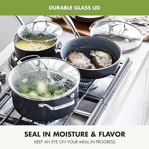 Miniatura 5 de GreenPan Juego de utensilios de cocina Swift antiadherentes de 17 piezas, ollas y sartenes de cerámica sin PFAS con tapas, apto para lavavajillas y