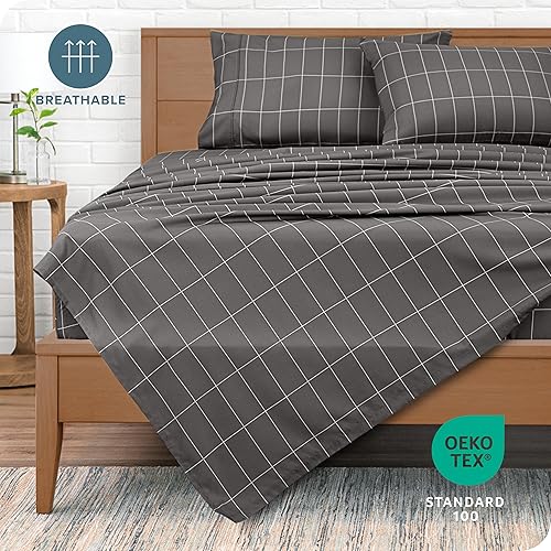 Miniatura 5 de Bare Home Juego de sábanas Split King de microfibra ultrasuave de 1800 hilos, doble cepillado, bolsillos profundos, ajuste fácil, juego de 5 piezas,