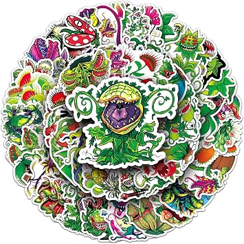 50 Pcs Venus Flytrap Stickers - Unique Carnivorous Plant Designs, Premium PVC, Removable & Reusable, for Plant Enthusiasts & Decoration Venus Flytrap