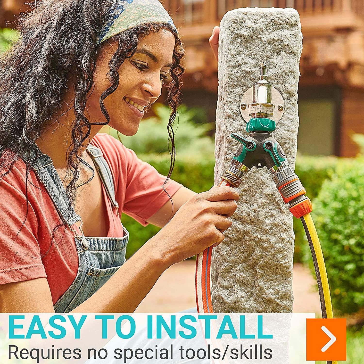 Trazon Water Splitter 2 Way, Garden Y Hose Connector Metal Body, Water Faucet Splitter with Comfortable Rubberized Grip, 2 Way Hose Splitter Heavy Duty for Outdoor and Indoor Use (Green) : Patio, Lawn & Garden