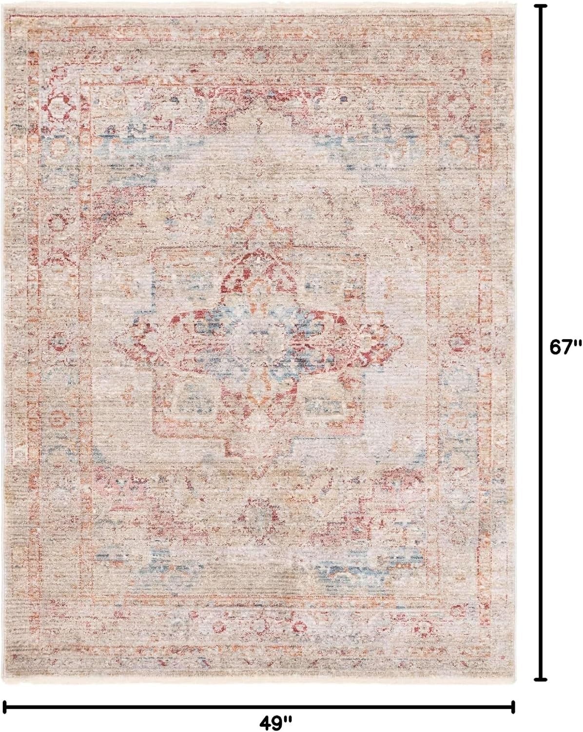 Unique Loom Noble Collection Area Rug - Victoria (4' 1" x 5' 7" Rectangle, Multi/Beige)