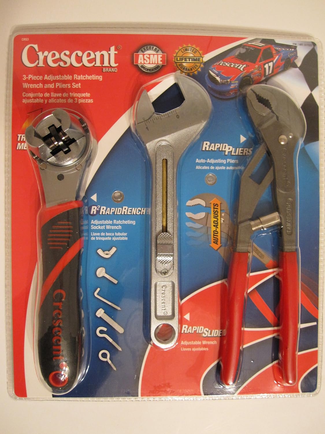 Crescent 3Piece Adjustable Ratcheting Wrench and AutoAdjusting Plier