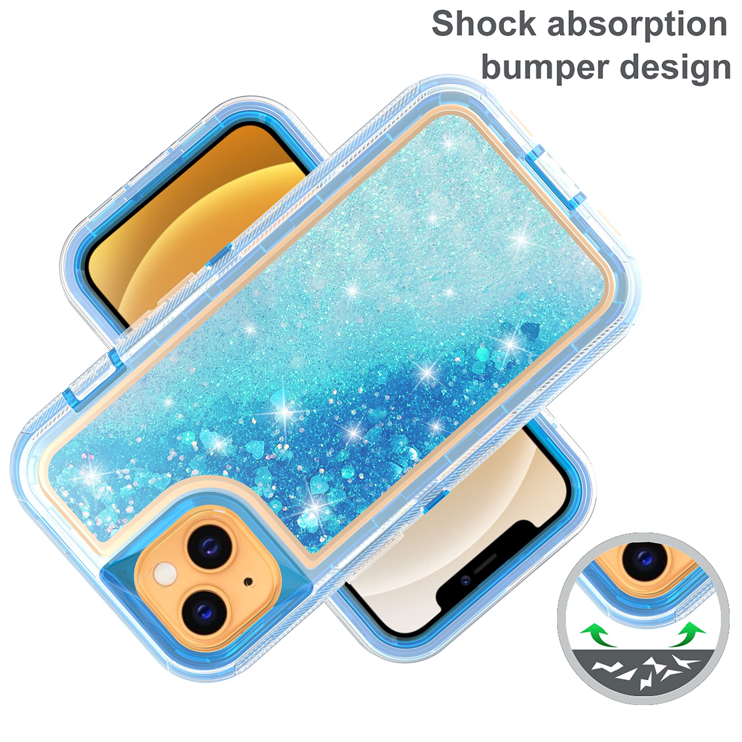 Amazon.com: Hybrid Quicksand Glitter Case for iPhone 13 6.1