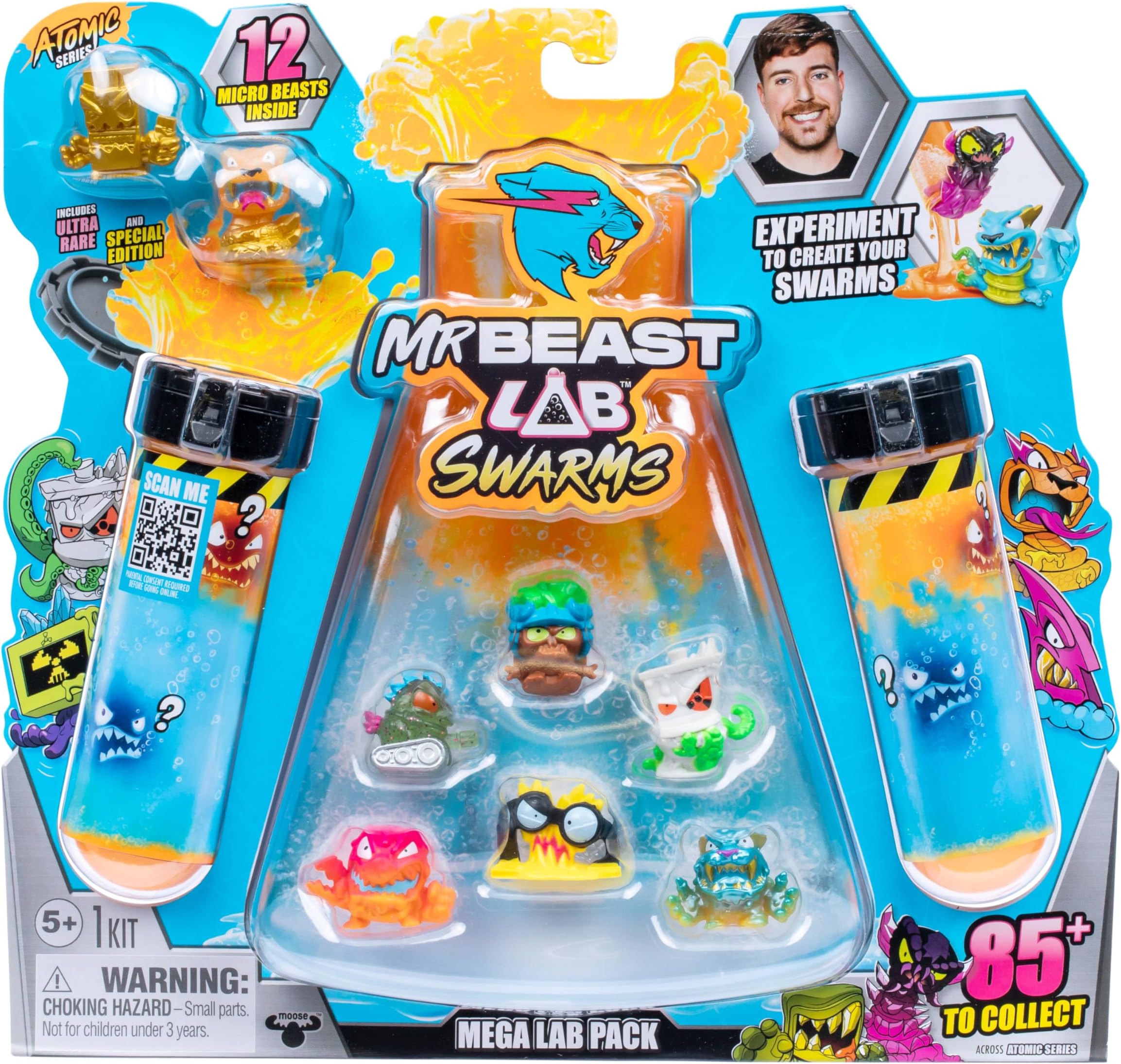 Swarms Series 2, Atomic Series 12 Pack – Python Panther, Add Water, Shake The Test Tube and Reveal 2 of 12, 1-inch (2.5 cm) MrBeast Swarms Collectible Micro Beasts. 85+ to Collect!