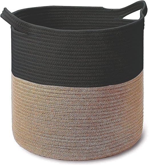 FIMMDA Jute Cotton Basket / Jute Laundry Basket / Jute Planter Basket