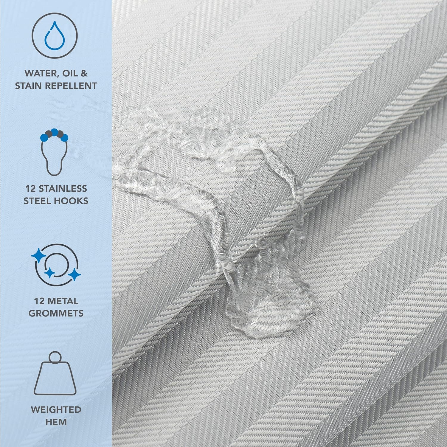 Arkwright Bulk Shower Curtain Set - Case of 12 - Stainless 12 Metal Hooks, Modern Damask Woven Washable Fabric with Weighted Hem & Rust-Proof Grommets, 210 GSM Heavy Duty, 72 x 72 in, Light Grey