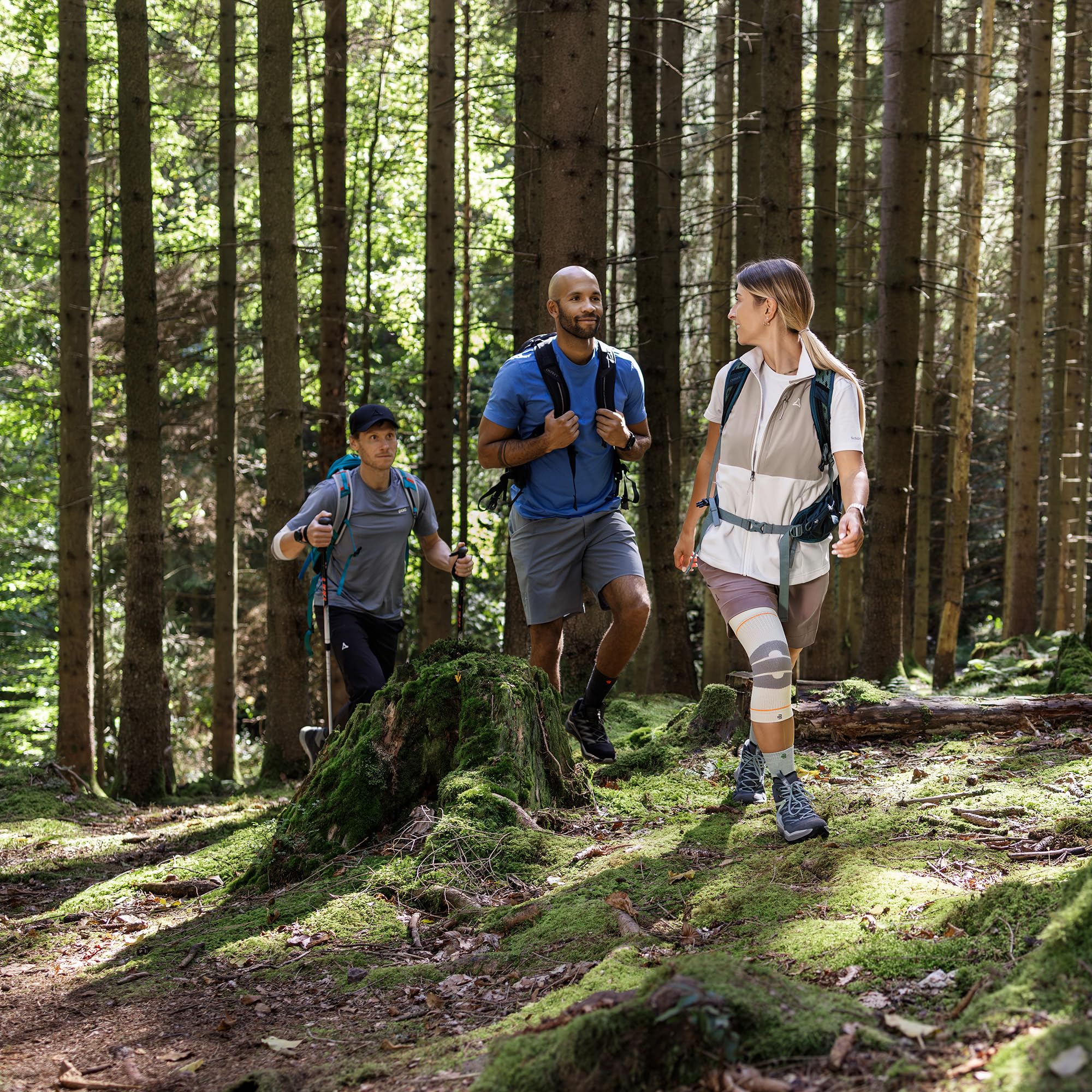 BAUERFEIND Rodillera para senderismo "Outdoor Compression Knee Support", 1 rodillera unisex para equipo de senderismo, derecha e izquierda, vendaje de senderismo con lana de merino