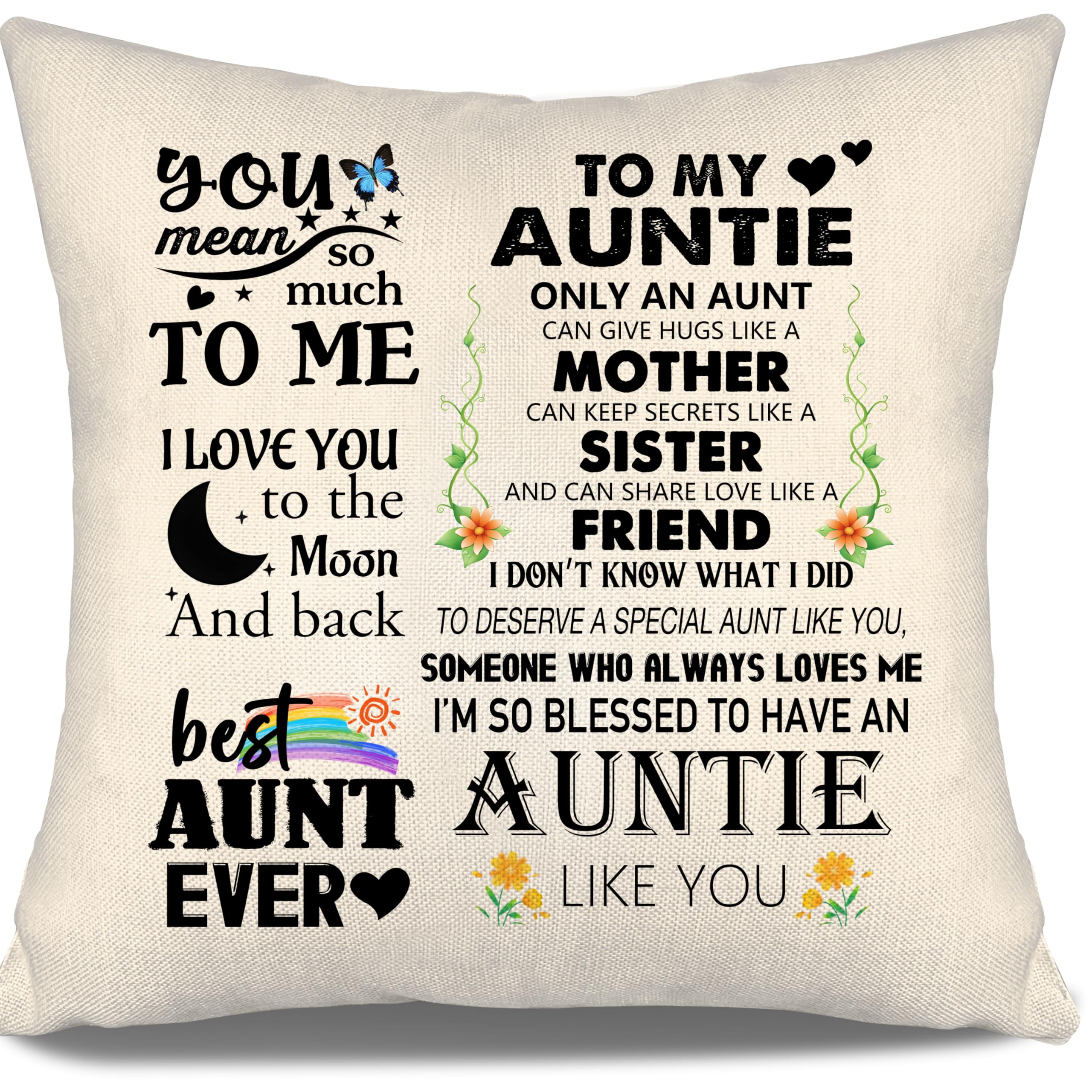 Aosumin Auntie Gift Ideas Only An Aunt Can Give Hugs Like A Mother Cushion Covers for Auntie from Niece Nephew Birthday Mother's Day Best Aunt Present (auntie)