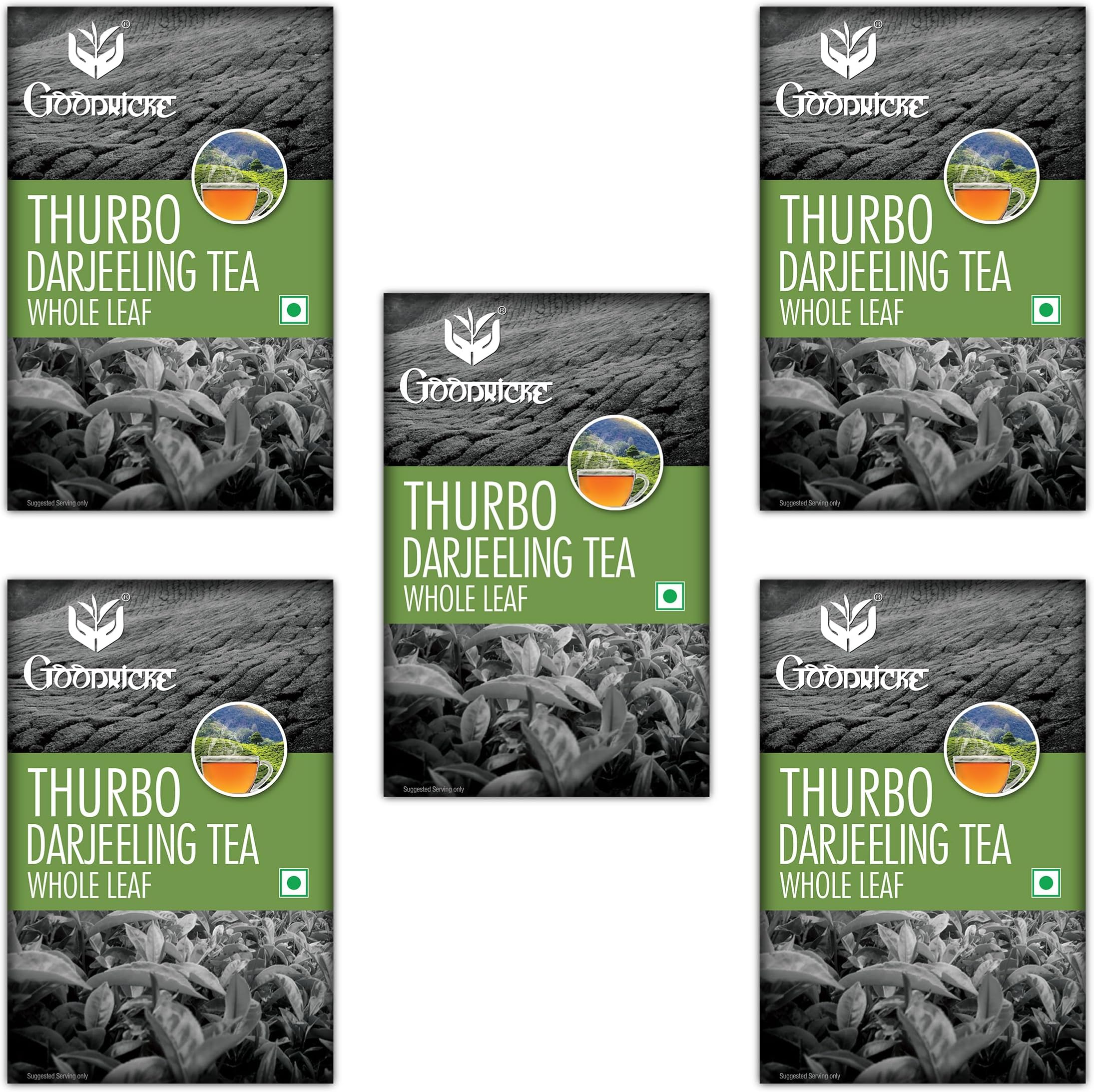 GOODRICKE Thurbo Darjeeling Tea - 100gm (Pack of 5) | 100% Pure & Original Single Estate Whole Leaf Tea | Premium Black Long Loose Tea Leaves with Rich Taste