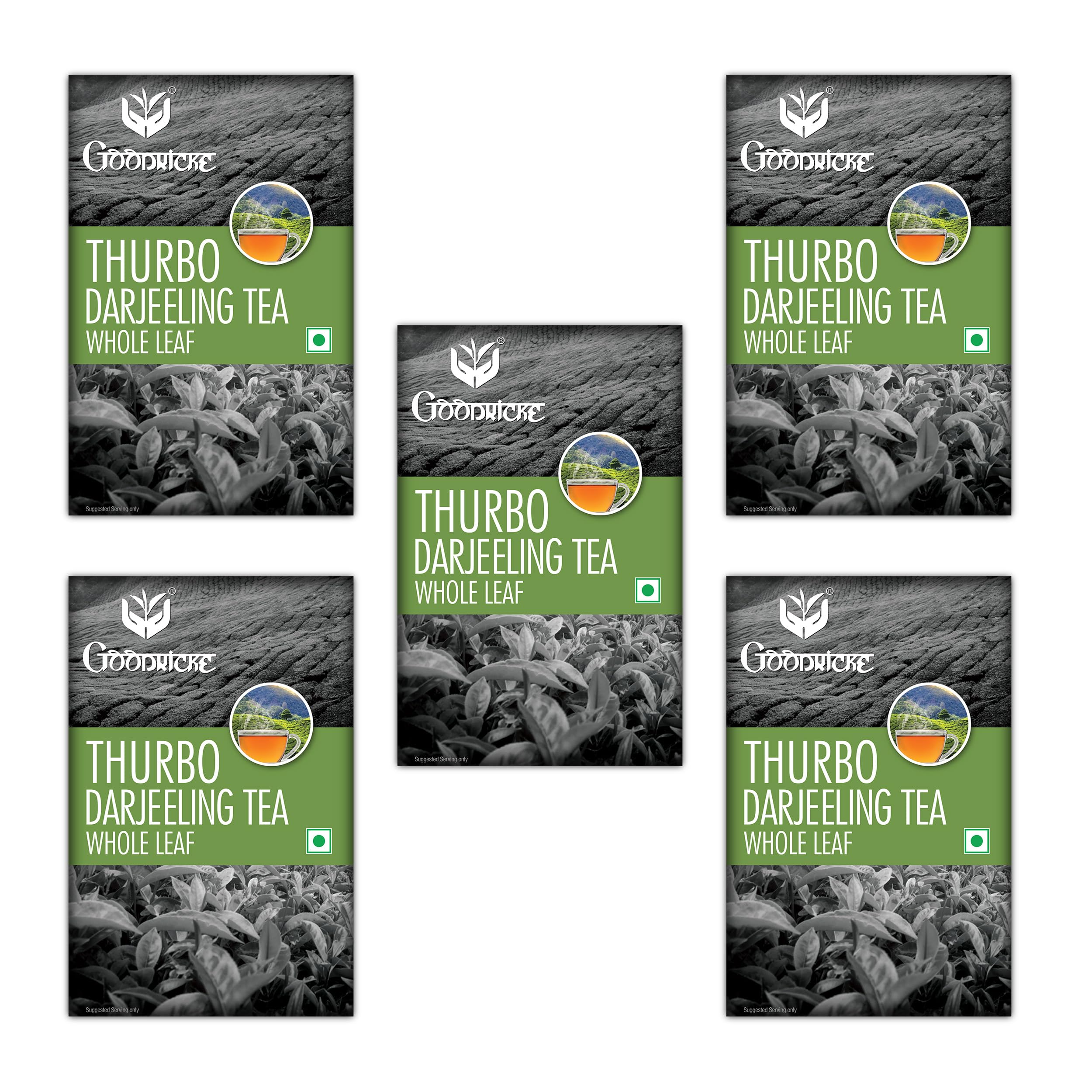 GOODRICKE Thurbo Darjeeling Tea - 100gm (Pack of 5) | 100% Pure & Original Single Estate Whole Leaf Tea | Premium Black Long Loose Tea Leaves with Rich Taste
