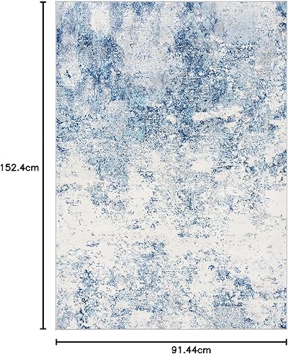 Miniatura 142 de SAFAVIEH Brentwood Collection - Alfombra de área de 9 x 12 pies, gris claro y azul, diseño abstracto moderno, no desprende pelusa y de fácil azul
