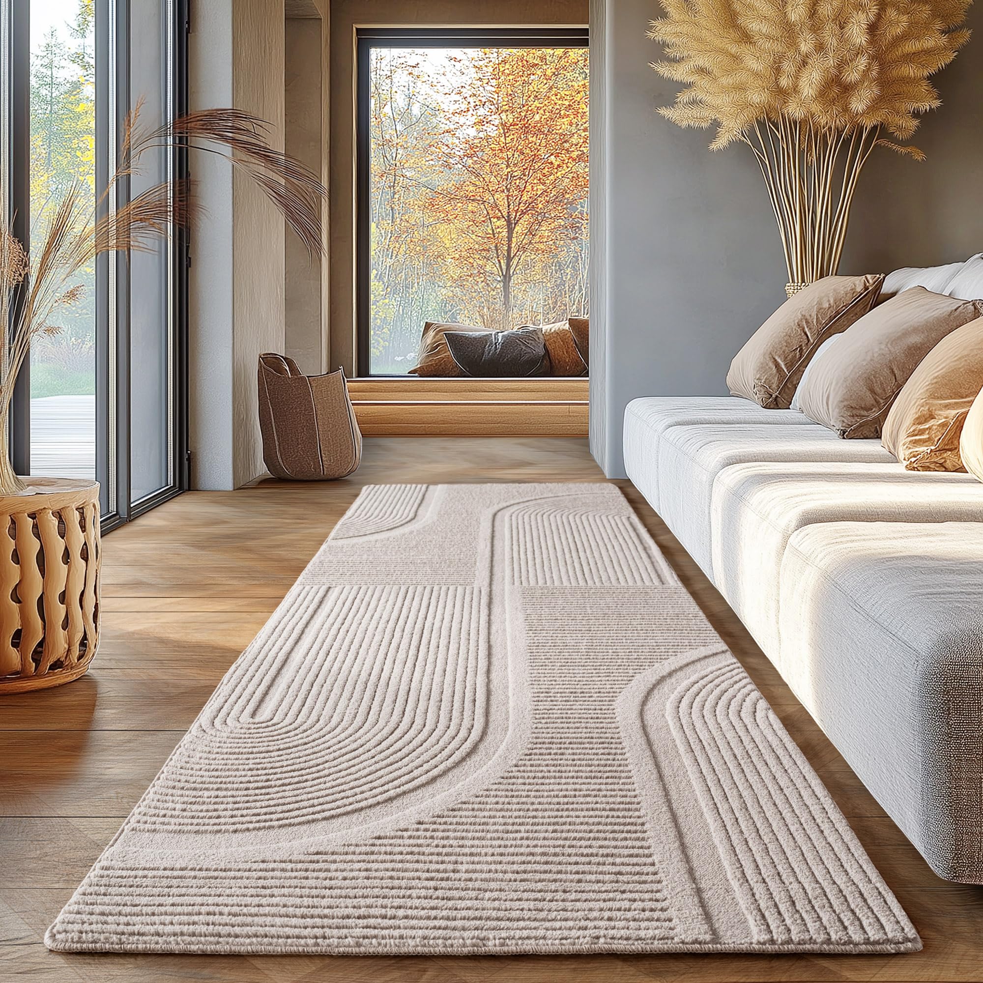 SIMPEX Boho Teppich Weicher Skandinavischer Kurzflor mit 3D-Effekt, Waschbar & Pflegeleicht, Moderner Teppich für Wohnzimmer, Esszimmer oder Schlafzimmer