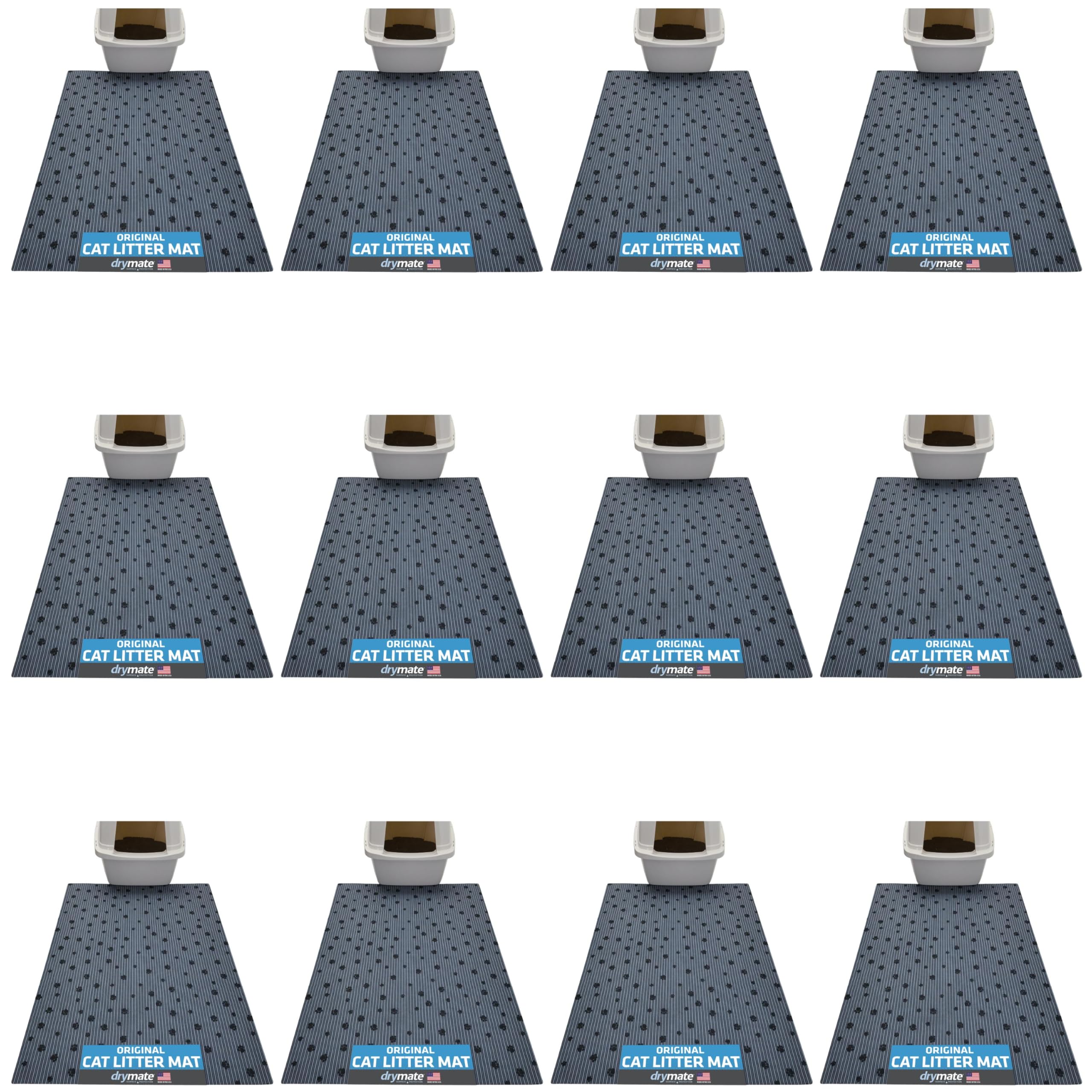 Drymate Cat Litter Box Mat Litter Trapping Mat Dark Grey 28x36 XL, 12-Pack