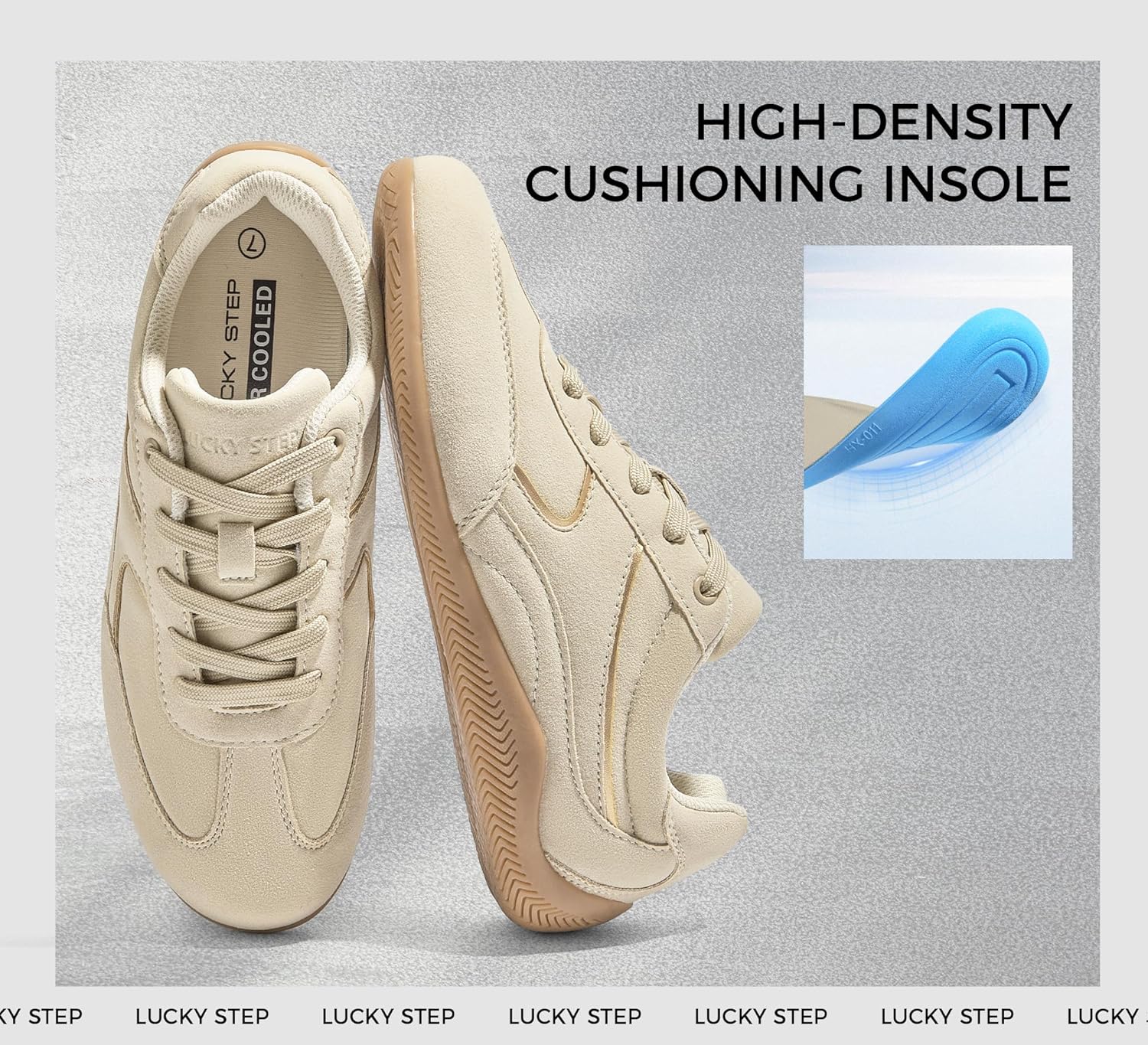 LUCKY STEP Women's Retro Casual Fashion Sneakers Classic Tennis Thin Sole Low Top Lightweight Running Trainer Trendy Cute Walking Shoes Comfortable Footwear - Image 5