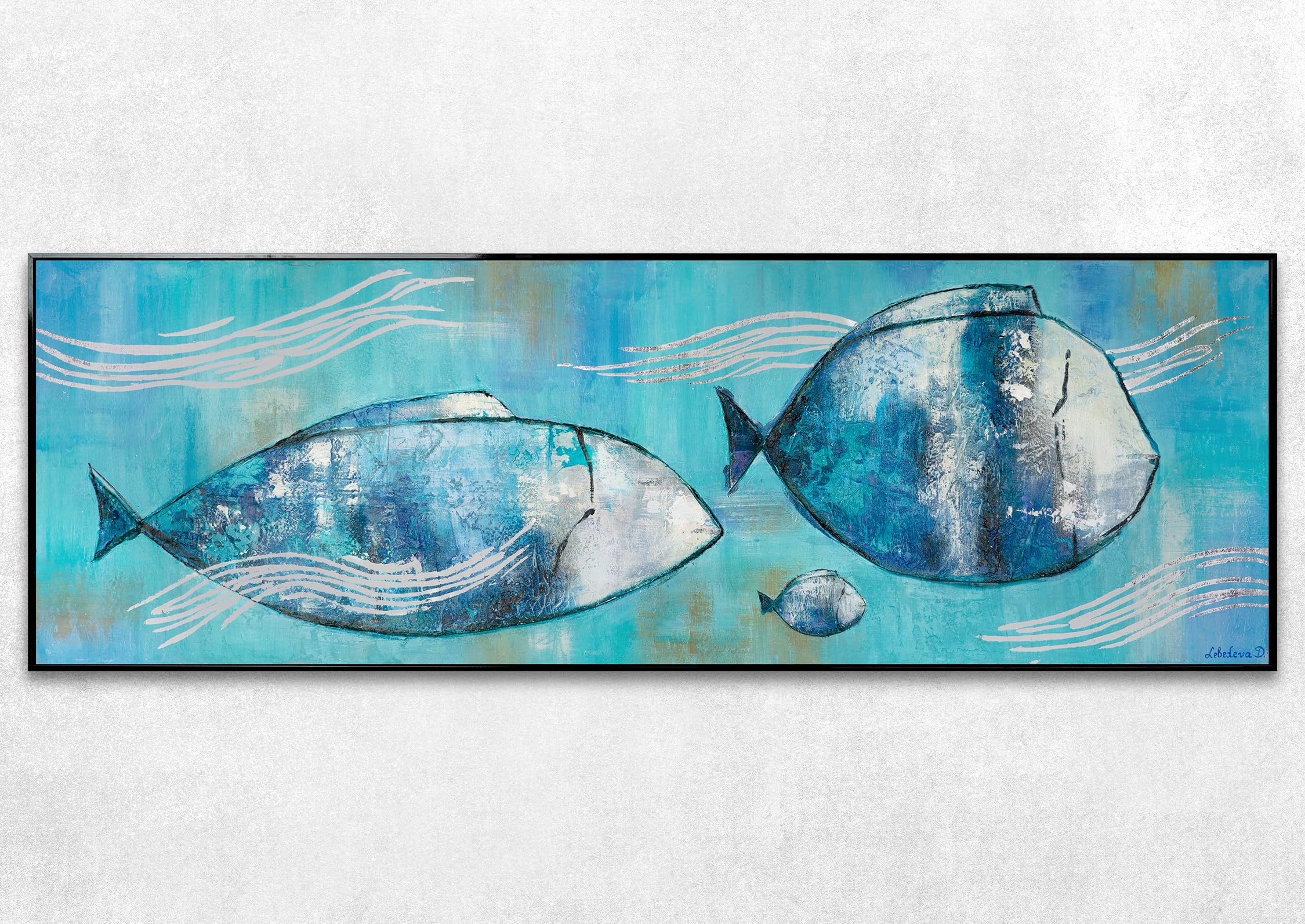 YS Art XXL Abstrait Acrylique Peinture Sur Toile Mouton Heureux Peint à La Main Tableau Mural Salon Design Moderne Images Gris Bleu Rose Véritable Art Avec Cadre 120 X 80 Cm