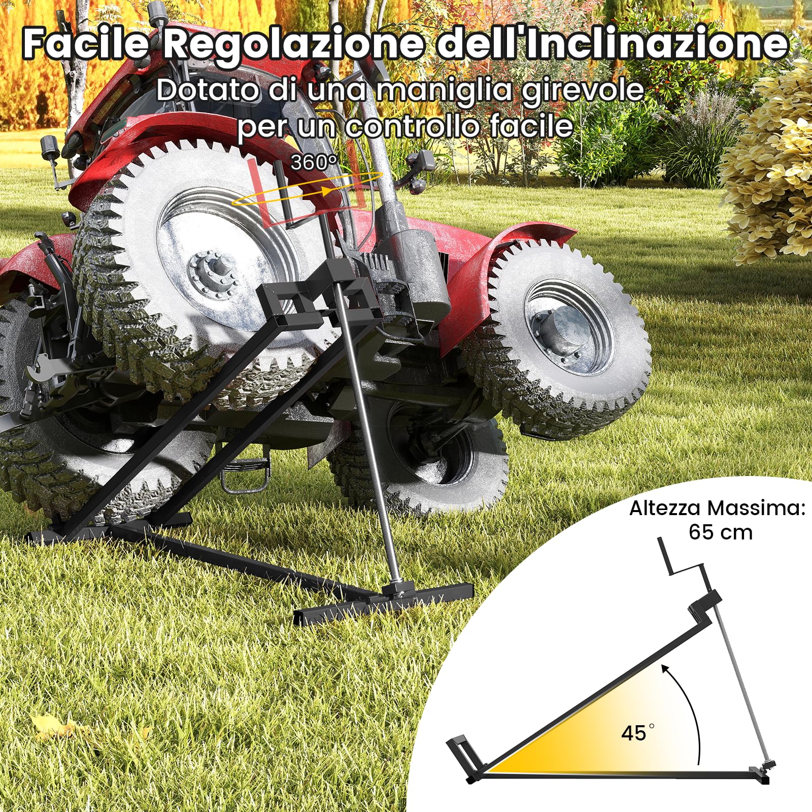 RELAX4LIFE Sollevatore per Tosaerba Quadruplo fino a 400 kg, Altezza di Sollevamento da 11,5 a 77 cm, Salvaspazio, Materiale in Acciaio Spruzzato (Nero)