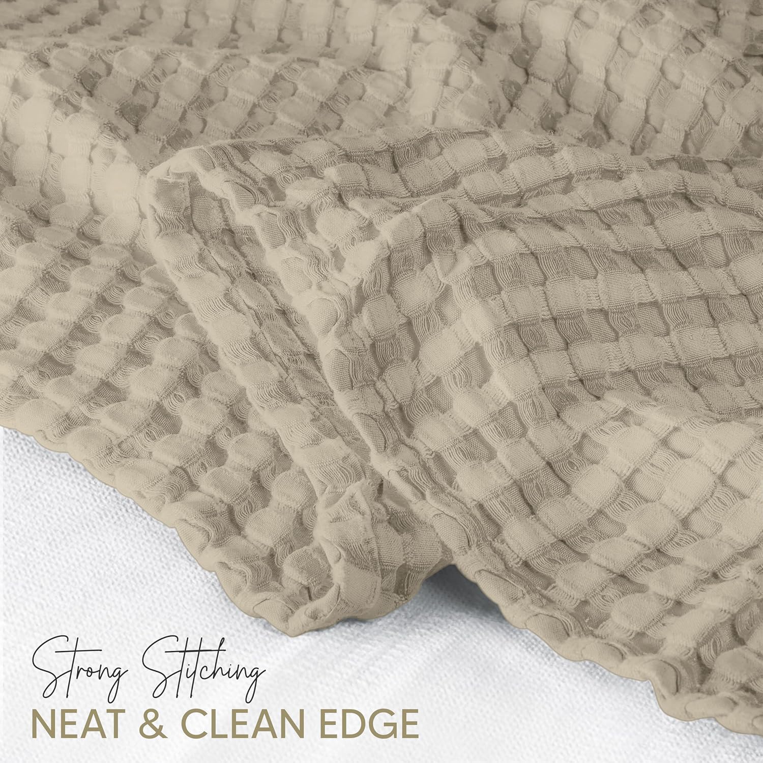 Utopia Bedding Khaki 100% Cotton Waffle Blanket 300 GSM [King - 90x108 Inch] Soft Lightweight Breathable Bed Blanket for All Season - Image 6