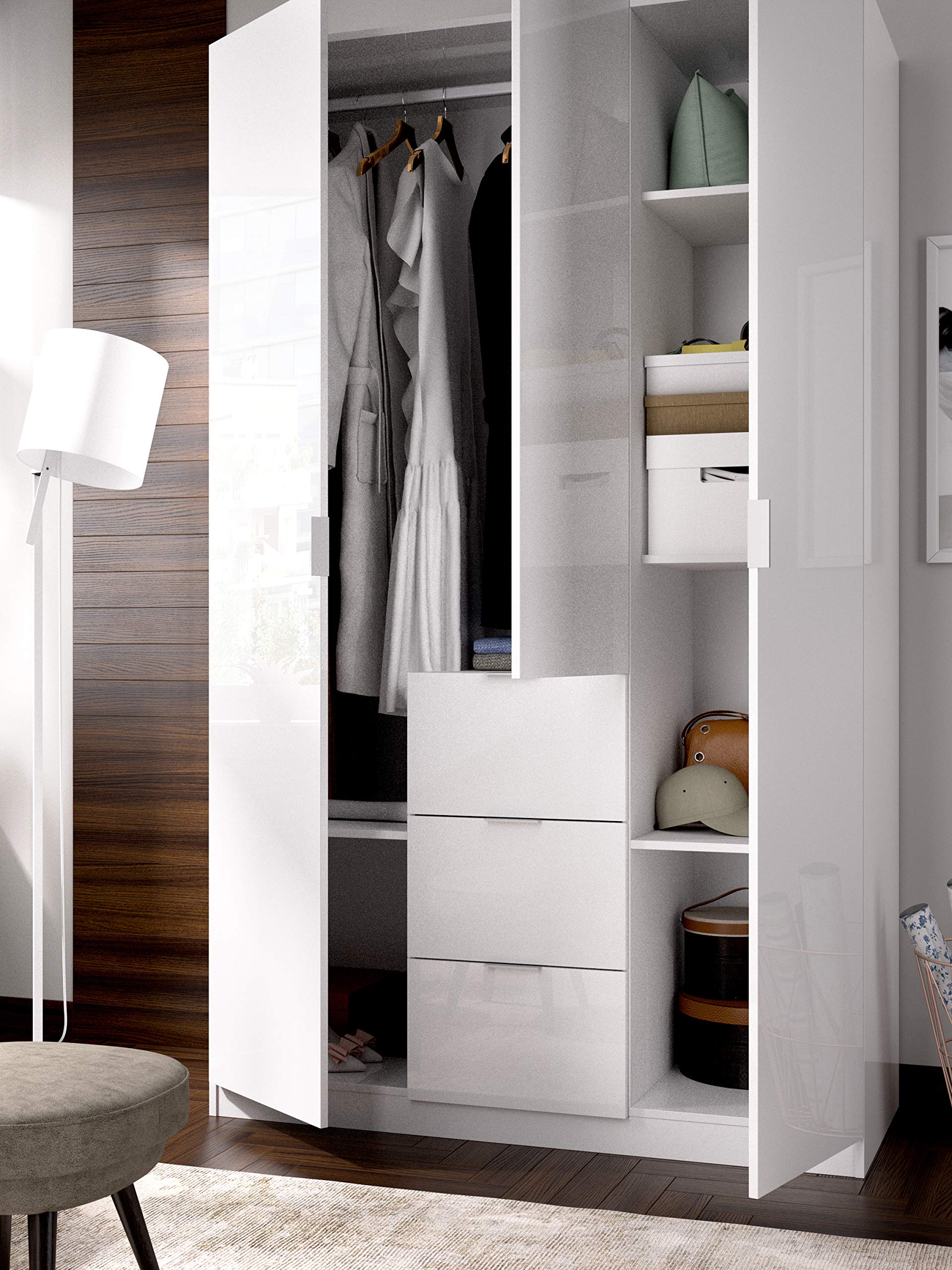 DEKIT GRUPO RIMOBEL Armario ropero 3 Puertas + 3 cajones, 135x204x52 cm