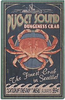 Puget Sound, Washington, Dungeness Crab Vintage Sign Birch Wood Wall Sign (12x18 Rustic Home Decor, Ready to Hang Art)