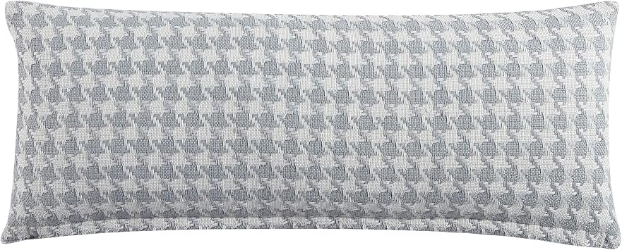 Kenneth Cole New York - Pillow Cover, Sustainable Fabric Construction with Hidden Zipper, Modern Home Decor for Couch or Bed Houndstooth Grey, 14" x 36"