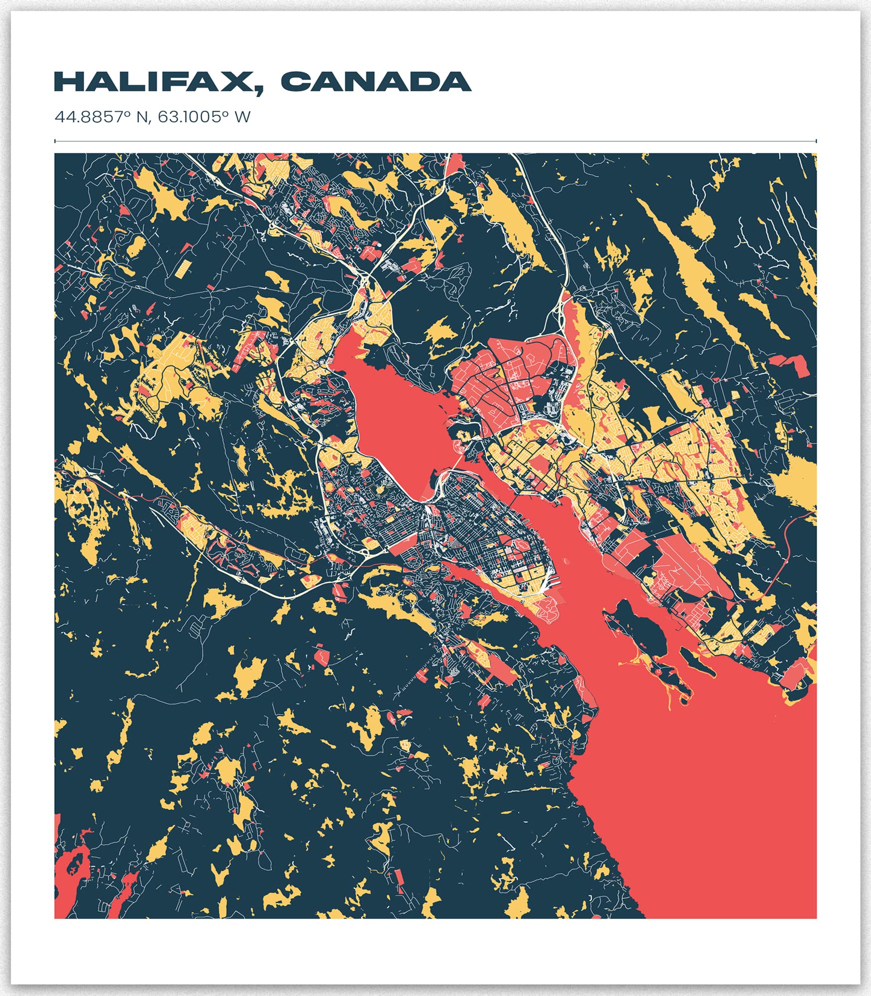 Halifax Canada Maps City Wall Art Posters | Unframed Print And Poster Road Map Wall Decor For Classroom And School Office Decor | Halifax, Nova Scotia, Canada Map Poster Gift (12 x 16, Red&Blue)