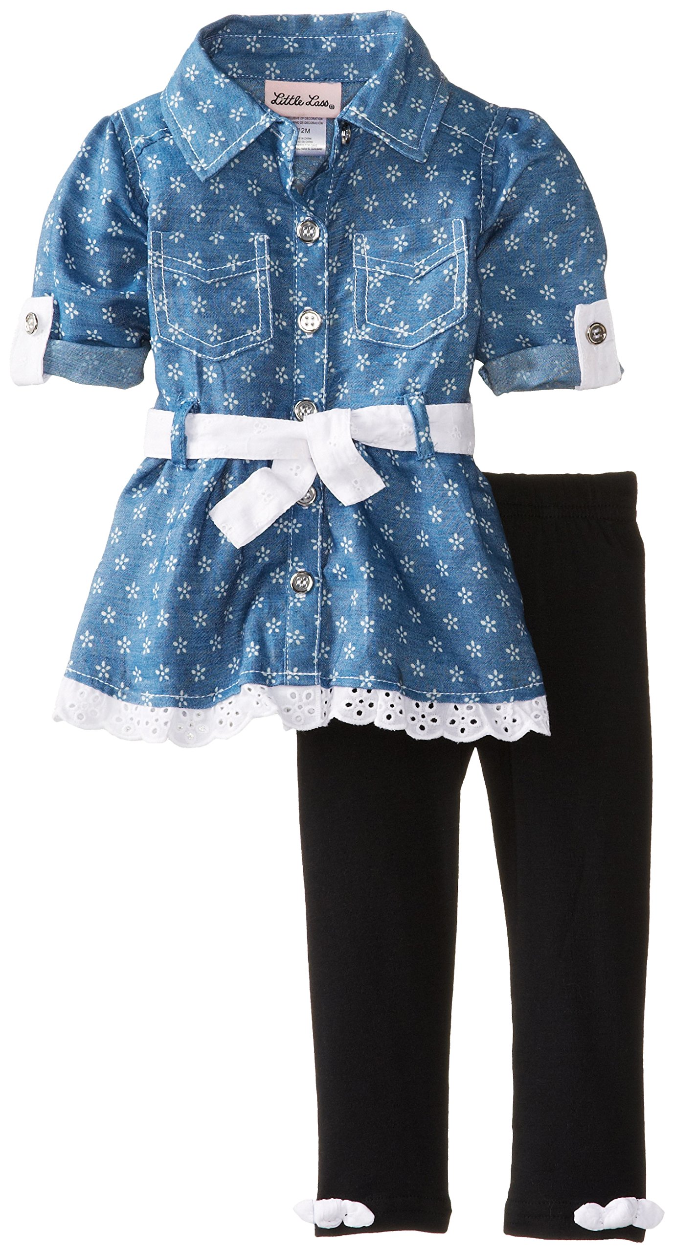 Little Lass Baby Girls' Two Piece Chambray and Legging Set