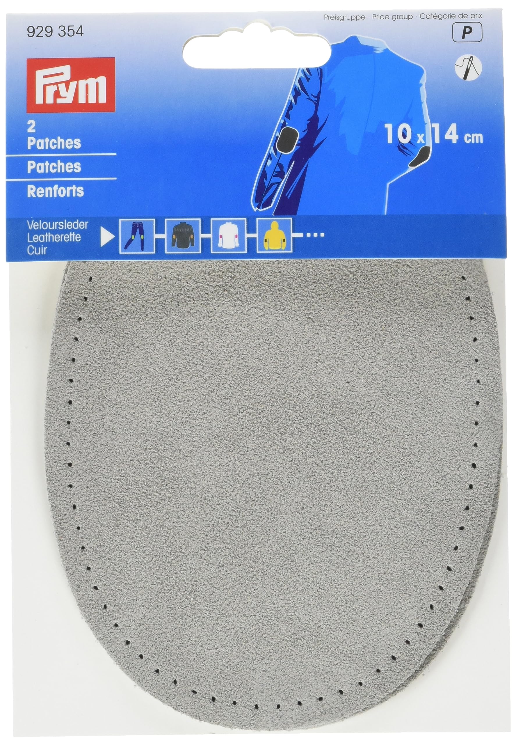 Prym 14 x 10 cm 2-Piece Leatherette Sew-On Patches, Grey